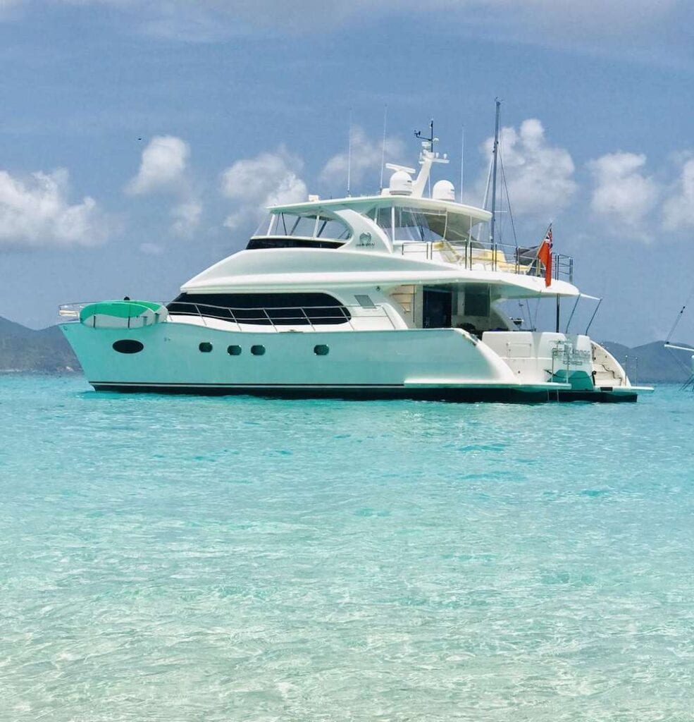 Horizon Powercat at anchor in The Bahamas
