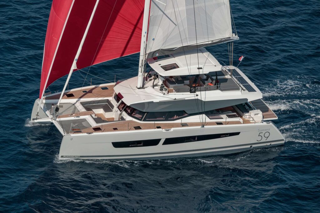 Krazy kat a 8 passenger FP 59' catamaran available for all inclusive crewed yacht charters in The BVI by Wlms Yacht Charters