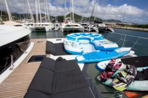 Water toys on board Jan's Felion, A Lagoon 630 Powercat in The BVI