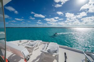 View from flybridge lounge on Indigo