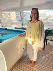 Rory touring a crewed yacht in Croatia