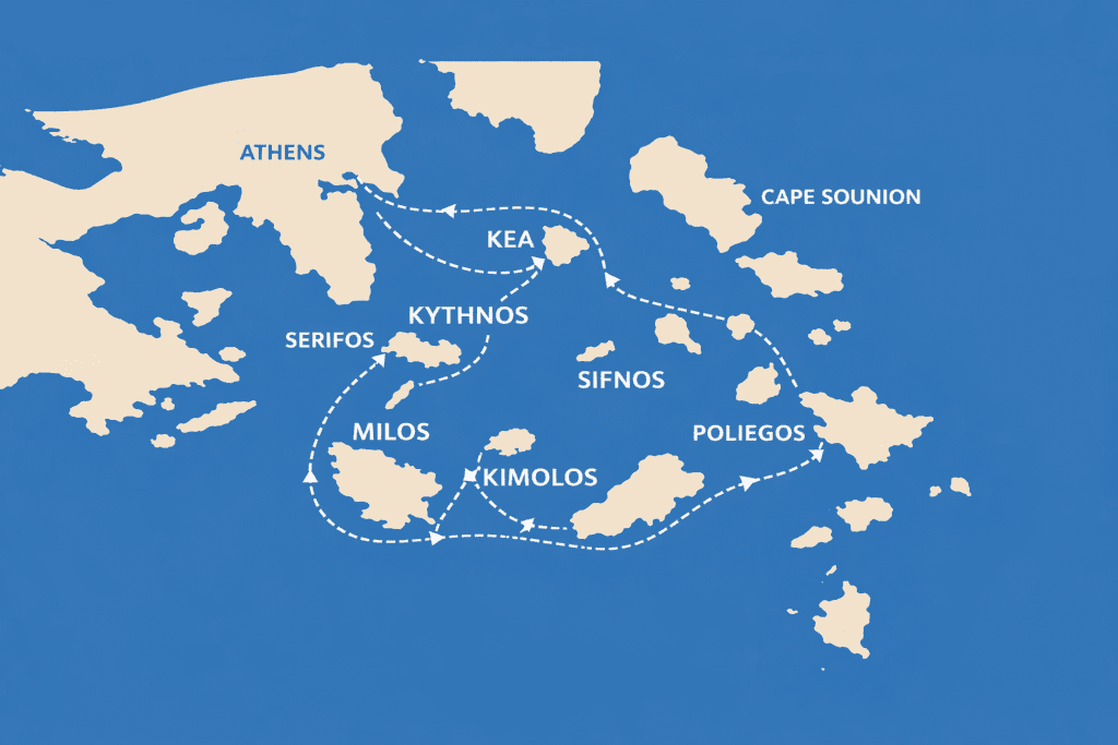 cyclades 3 cycades sailing itinerary by wlms yacht charters