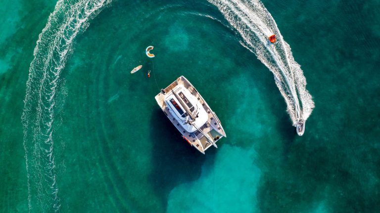 Justified Horizons, a Lagoon 65' at anchor is available for private crewed yacht charter in the BVI